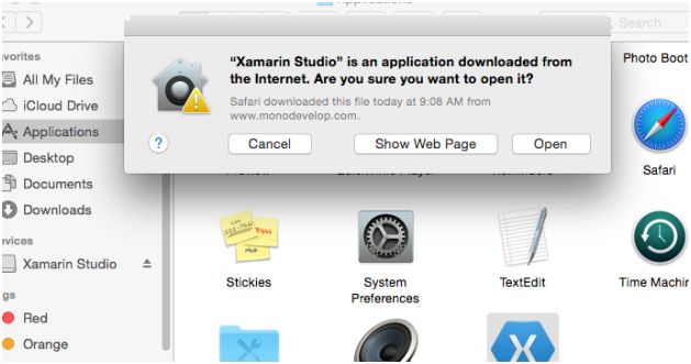 Security warning by Mac